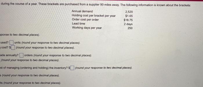 $18.75 250 Joe Henry's machine shop uses 2,520