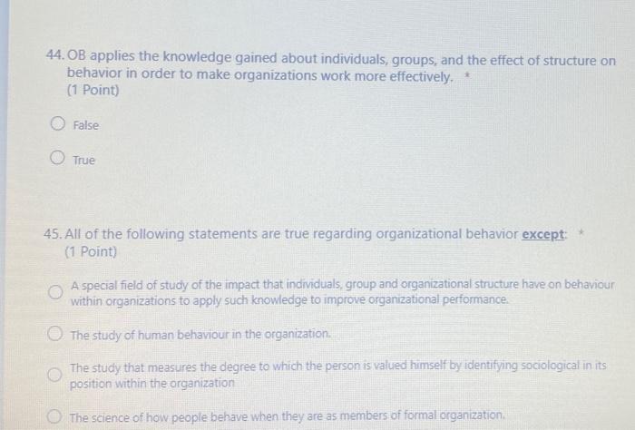 44. OB applies the knowledge gained about