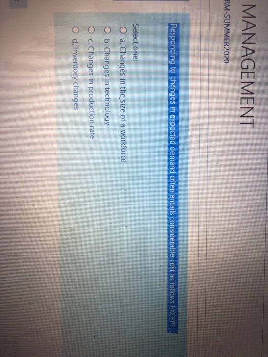 MANAGEMENT RM-SUMMER2020 Responding to changes in