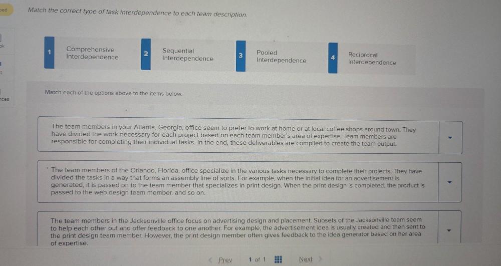 bed Match the correct type of task
