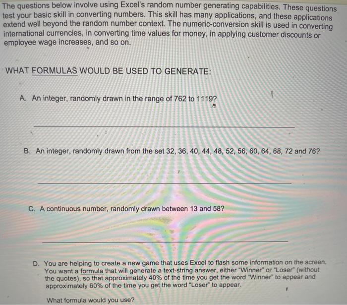 answer parts a, b, c and d if possible please The