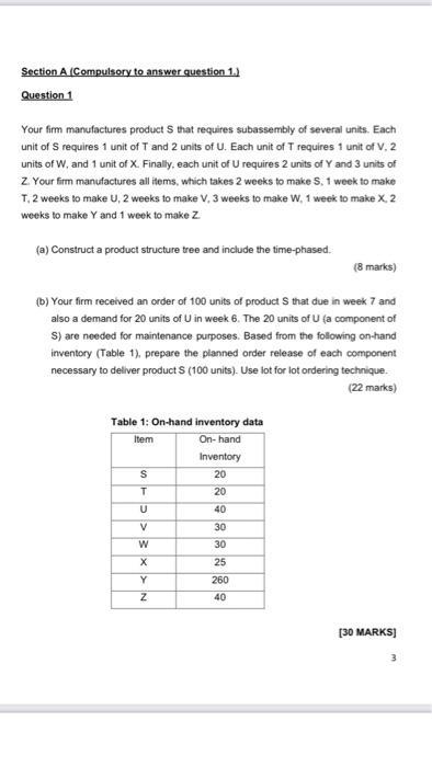 Section A (Compulsory to answer question 1.)