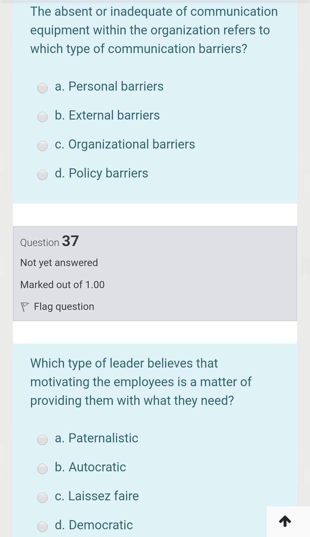 The absent or inadequate of communication