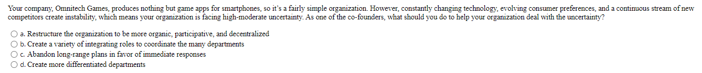 Your company, Omnitech Games, produces nothing