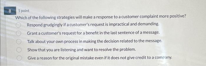 correct answer? 1 point Which of the following