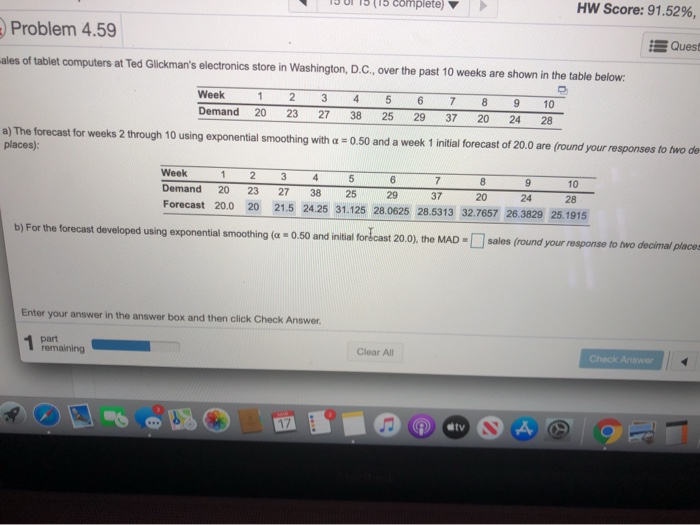 15 (15 complete HW Score: 91.52%, Problem 4.59