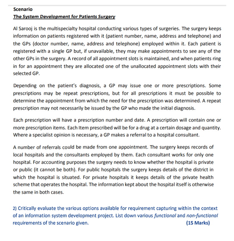 Scenario The System Development for Patients