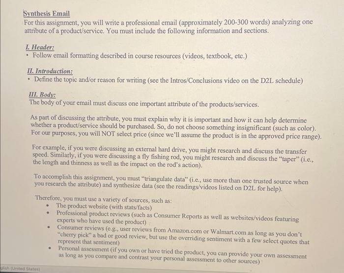 Please help me write Synthesis email. Synthesis