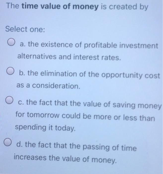 The present value of a single future sum: Select