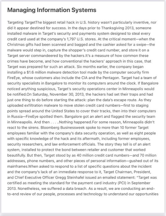 Managing Information Systems Targeting TargetThe