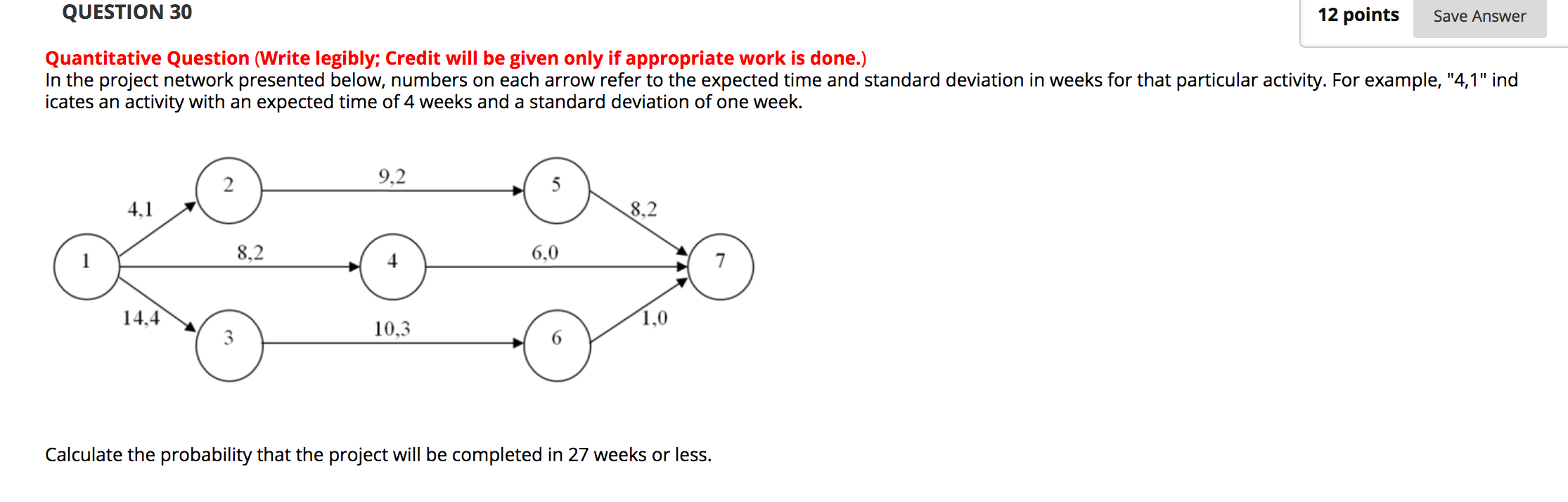 QUESTION 30 12 points Save Answer Quantitative