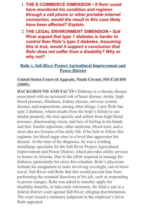 At least two page answer. 1. THE E-COMMERCE