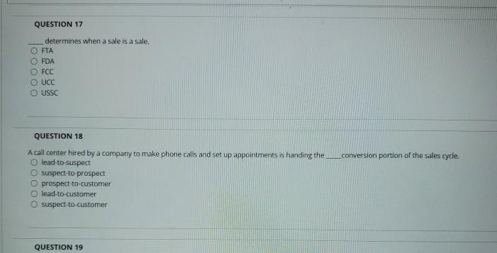 QUESTION 17 determines when a sale is a sale.