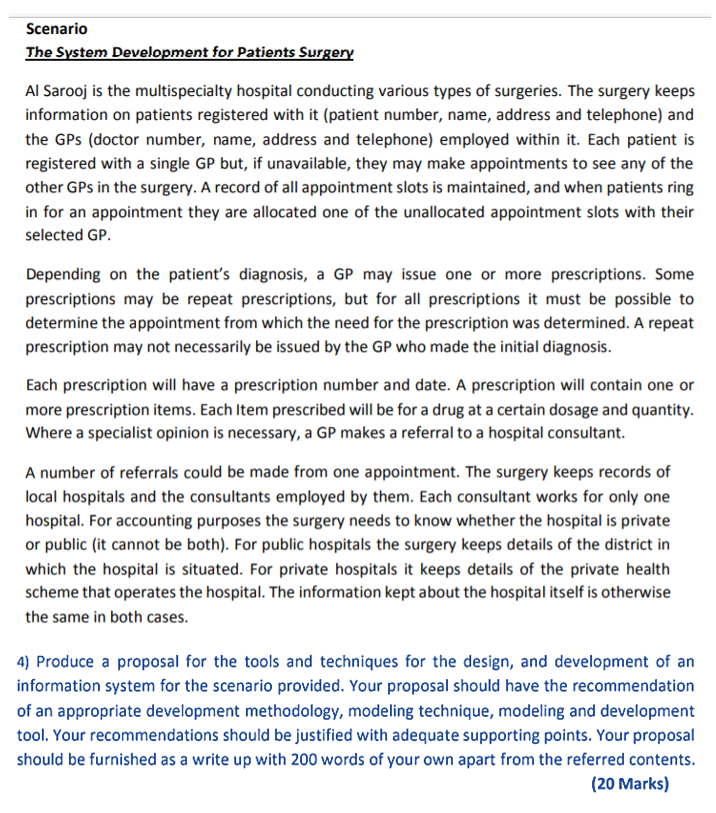 Scenario The System Development for Patients