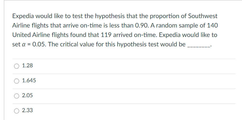 Expedia would like to test the hypothesis that