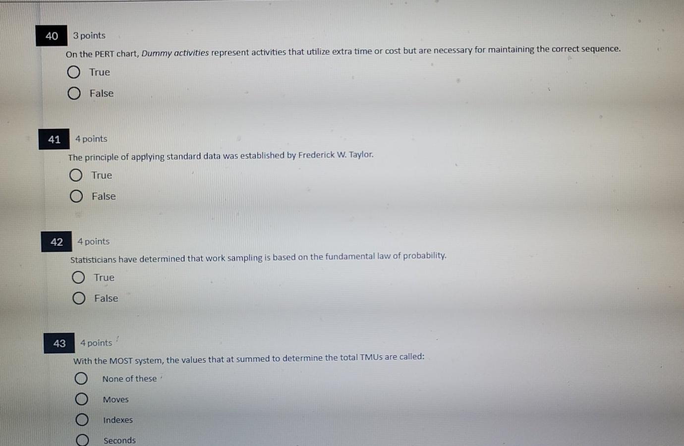 Work Method ERGONOMIC 40 3 points On the PERT