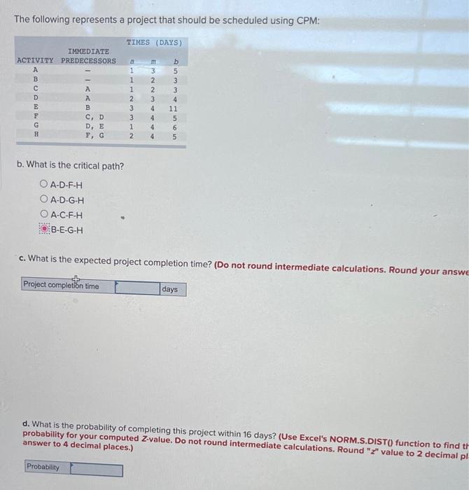 The following represents a project that should be