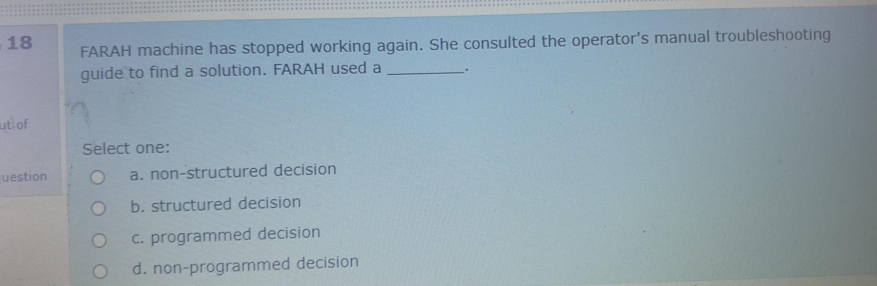 18 18 FARAH machine has stopped working again.