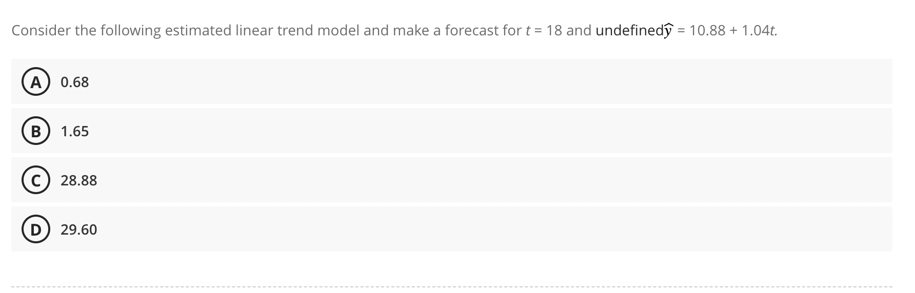Consider the following estimated linear trend