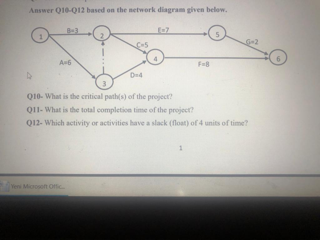 Answer Q10-Q12 based on the network diagram given