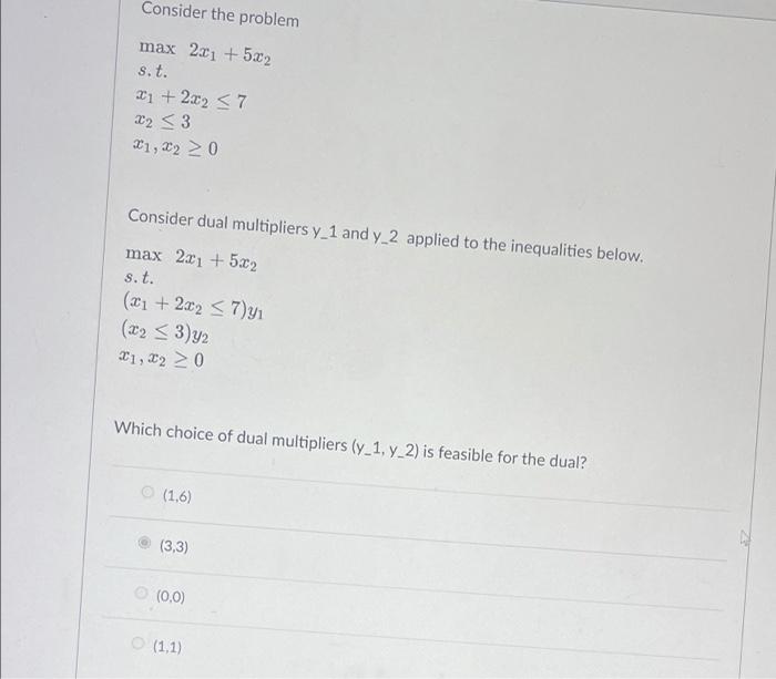 Consider the problem max 2x1 +5X2 s.t. X1 + 2x2