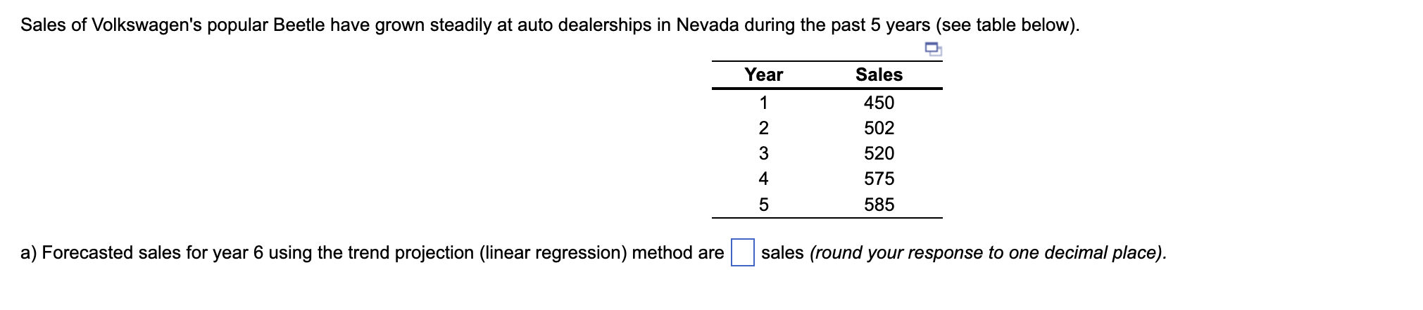 HELP ME SOLVE THIS PLS a) Forecasted sales for