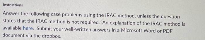 Instructions Answer the following case problems