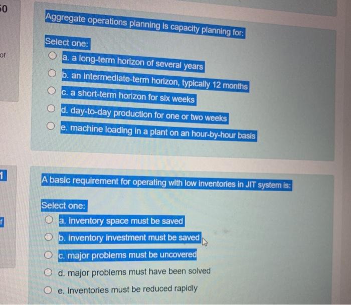 50 Aggregate operations planning is capacity