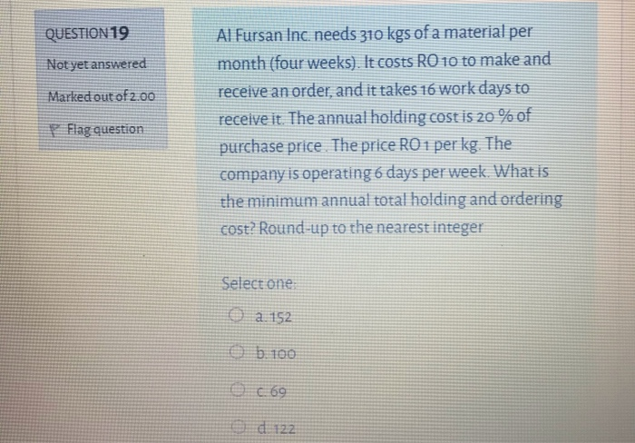 TION 16 et answered ced out of 2.00 A product has