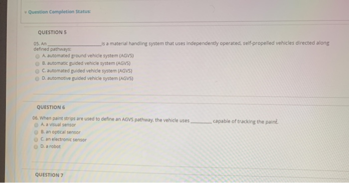 Question Completion Status: QUESTION 5 05. An is