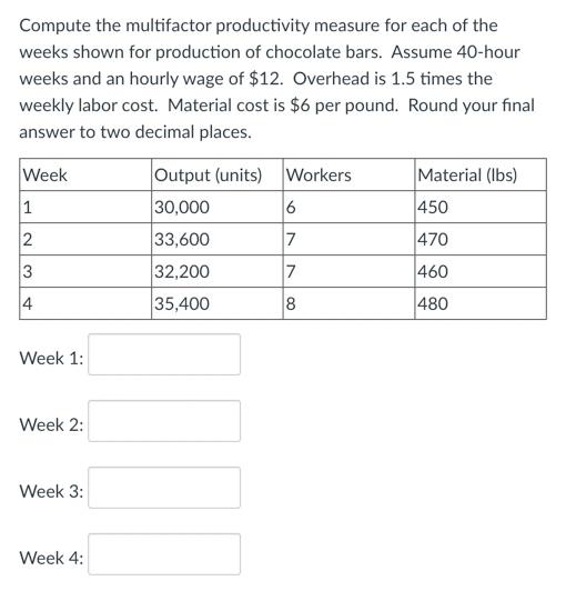 Please put in excel and show formulas Compute the