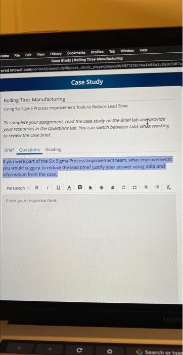 Rolling Tires Manufacturing Using Six Sigma