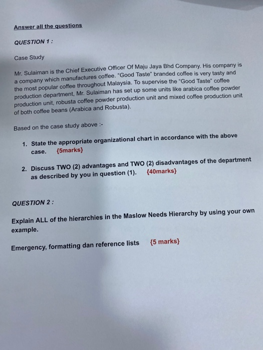 i need answers to support the marks given which