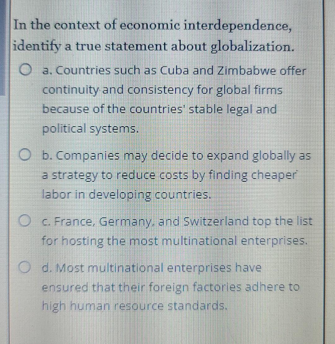 In the context of economic interdependence,