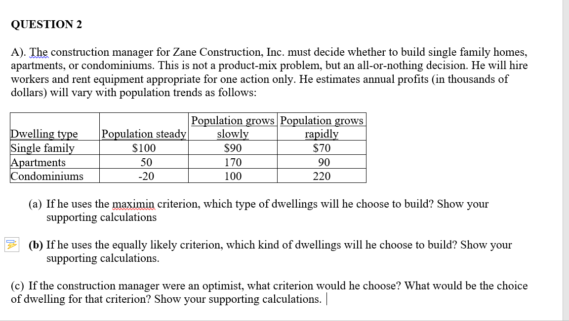 Quantitative Methods QUESTION 2 A). The