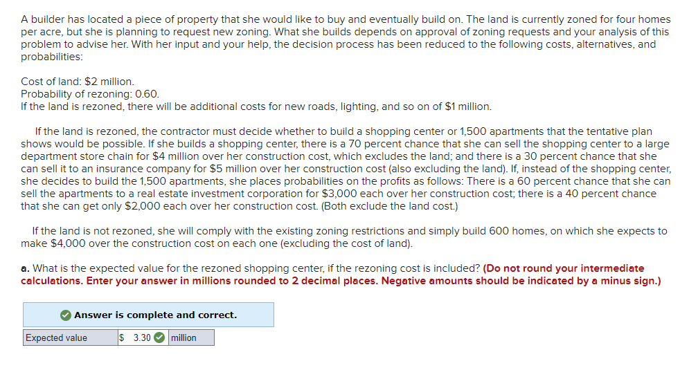Please answer part e only thank you. A builder