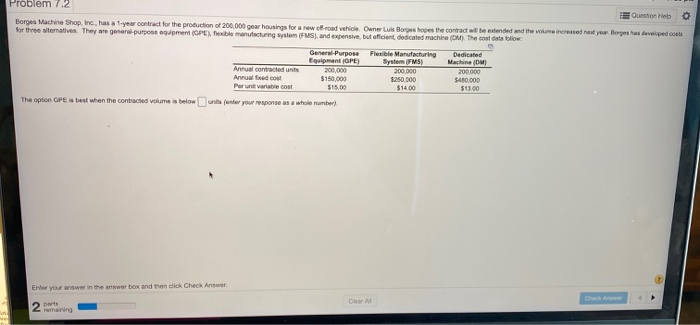 Problem 7.2 Question Heb Borges Machine Shop,