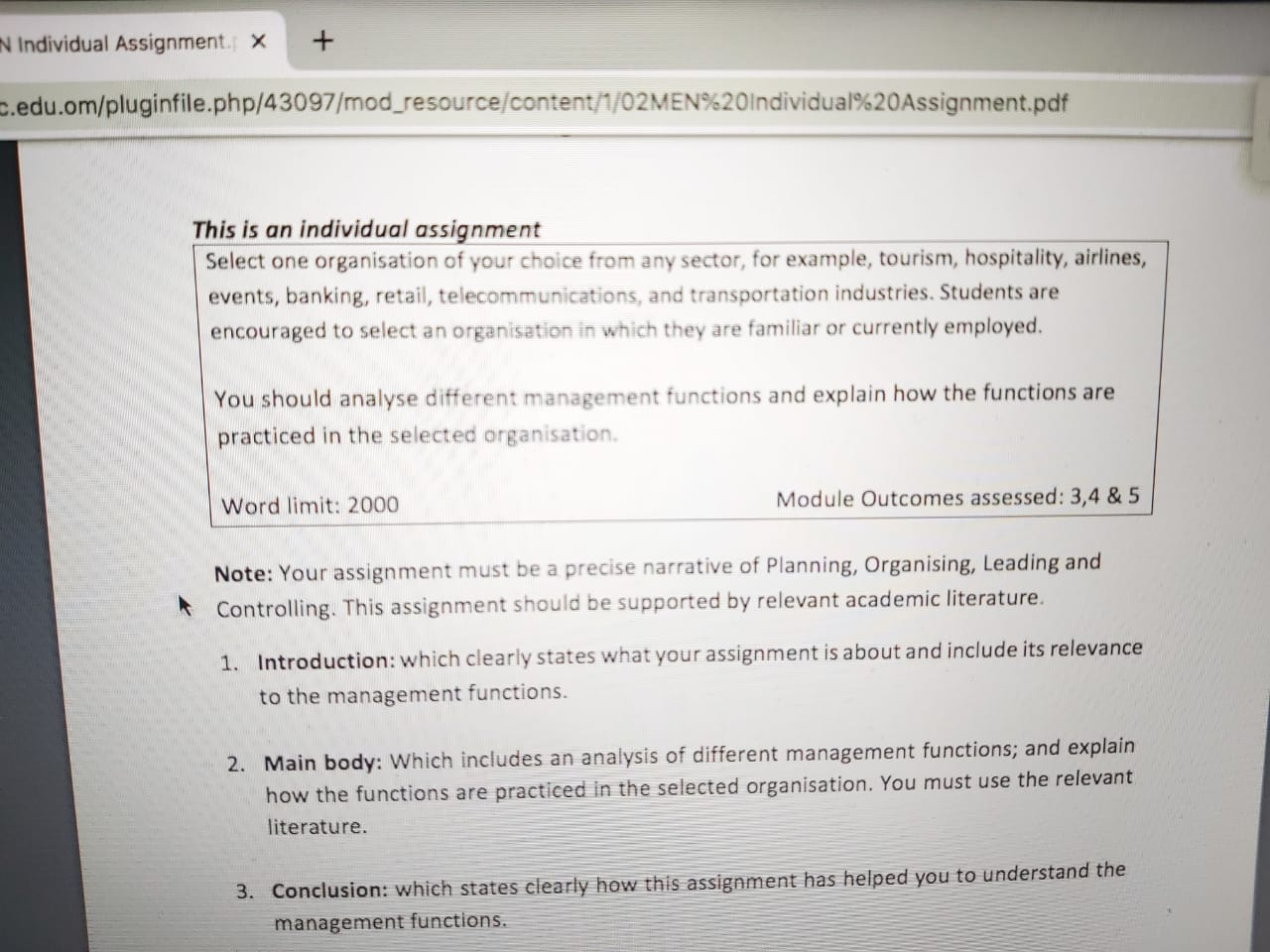 N Individual Assignment. X