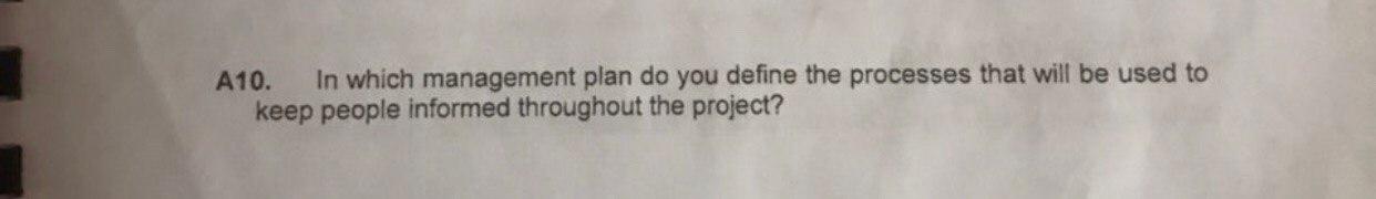 A10. In which management plan do you define the