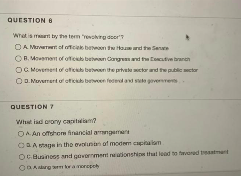 QUESTION 6 What is meant by the term "revolving