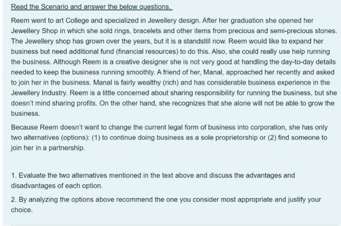 Read the Scenario and answer the below questions.