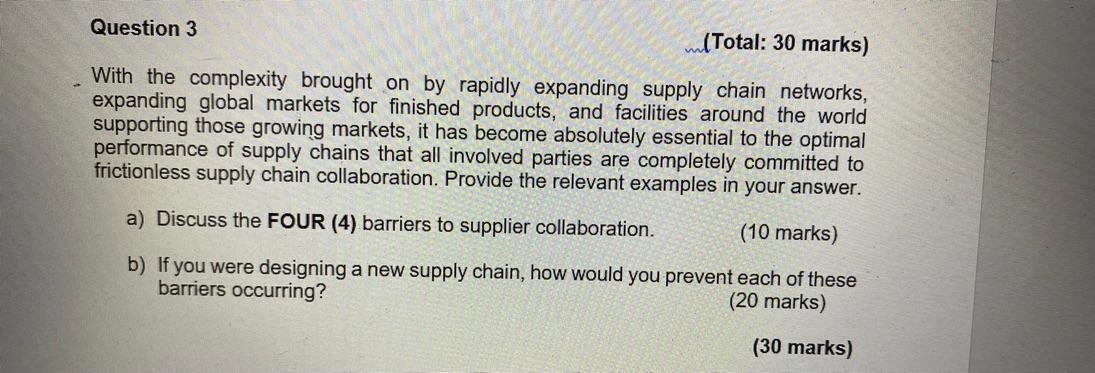 (Total: 30 marks) With the complexity brought on