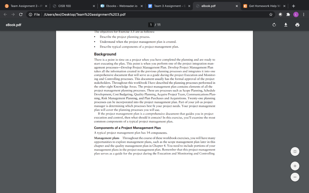 Describe the Project Management process?