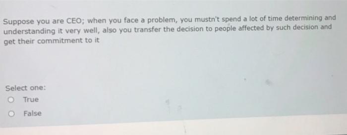 Suppose you are CEO; when you face a problem, you