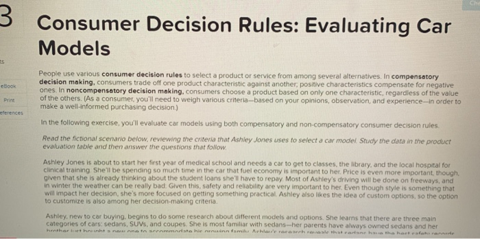 3 Consumer Decision Rules: Evaluating Car Models