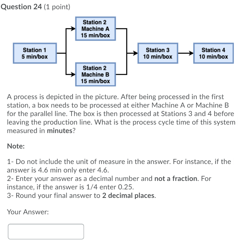 Question 24 (1 point) Station 2 Machine A 15