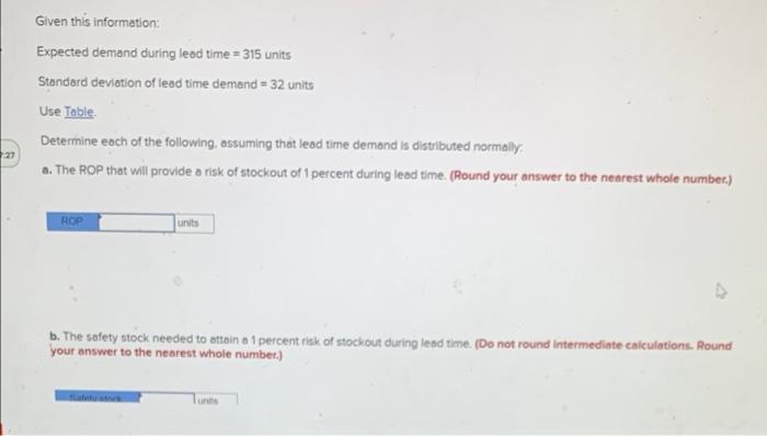 Given this information: Expected demand during