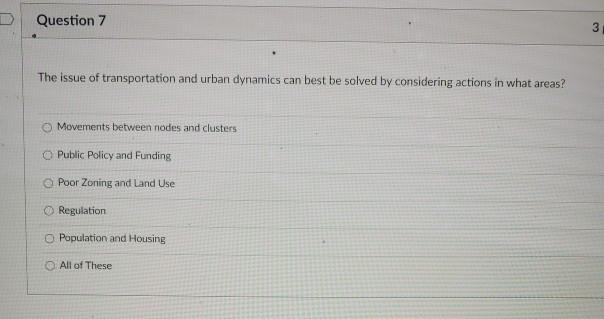 Question 7 3 The issue of transportation and
