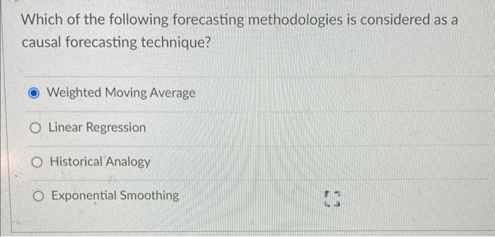 Which of the following forecasting methodologies