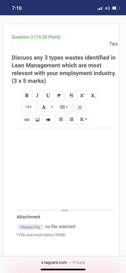 7:19 Il 4G Question 2 (15.00 Point) Tips Discuss